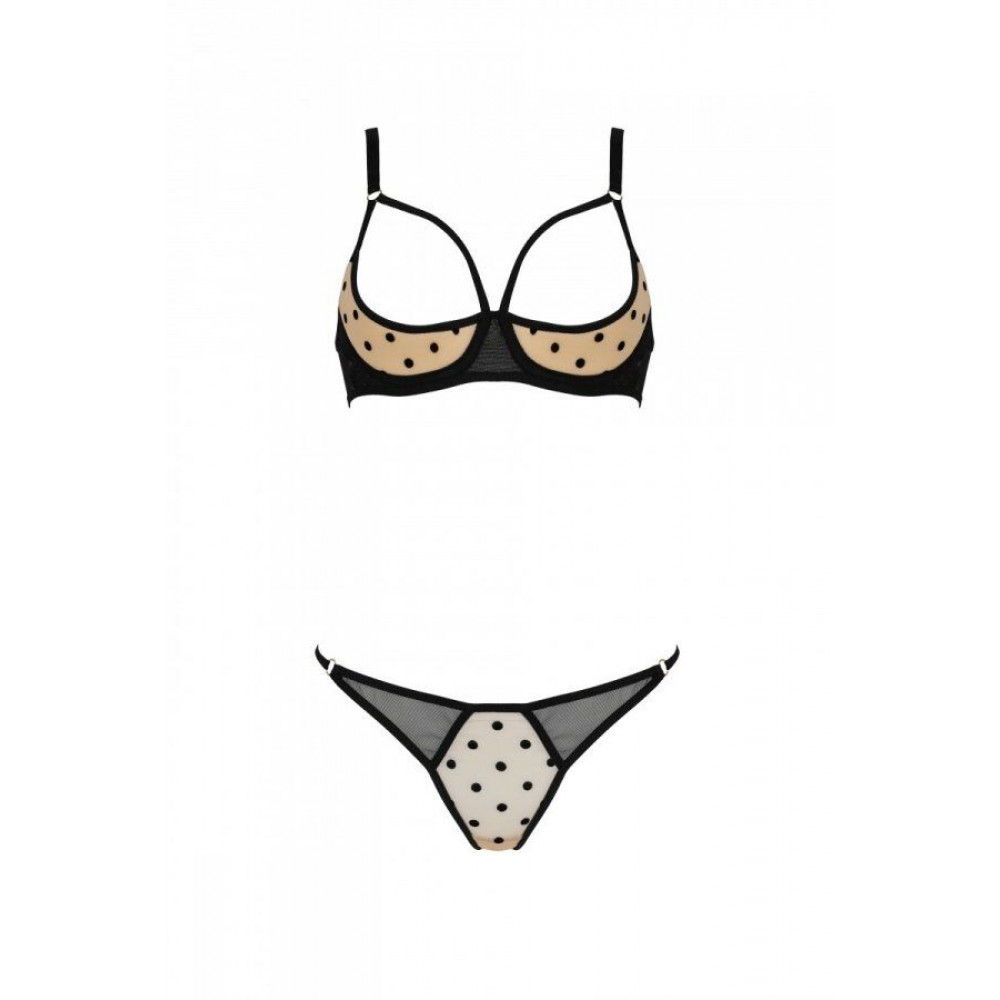 Эротические комплекты - Комплект MARINA SET WITH OPEN BRA beige S/M - Passion 2