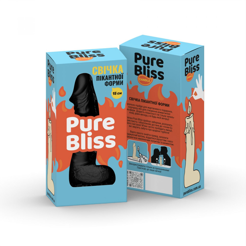 Секс приколы, Секс-игры, Подарки, Интимные украшения - Свеча в виде члена Pure Bliss MINI Black 15 см 6