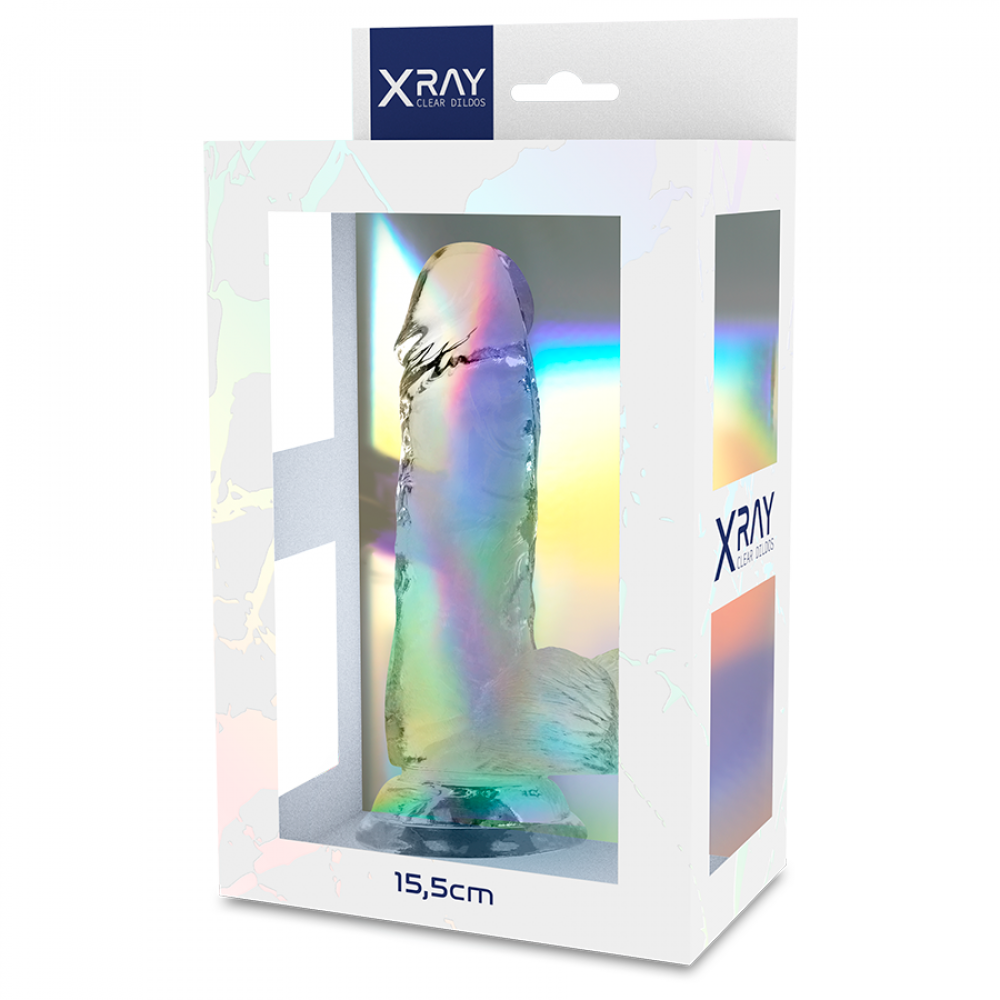 Фаллоимитатор - Прозрачный фаллоимитатор с мошонкой, 11 х 3,5 см XRAY 1