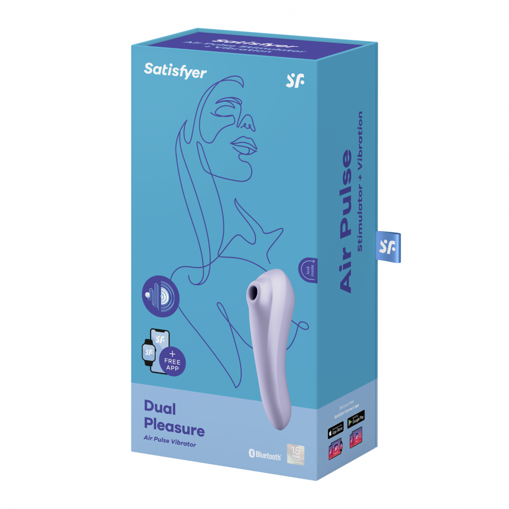 Вибратор - Вакуумный стимулятор + вибратор Dual Pleasure, двусторонний цвет: лиловый Satisfyer (Германия) 1