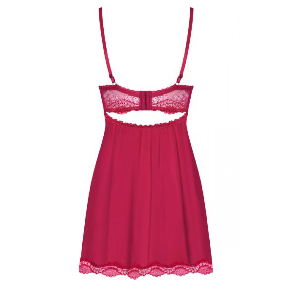 Эротические пеньюары и сорочки - Бебидолл Obsessive Rosalyne babydoll & thong red S/M 2
