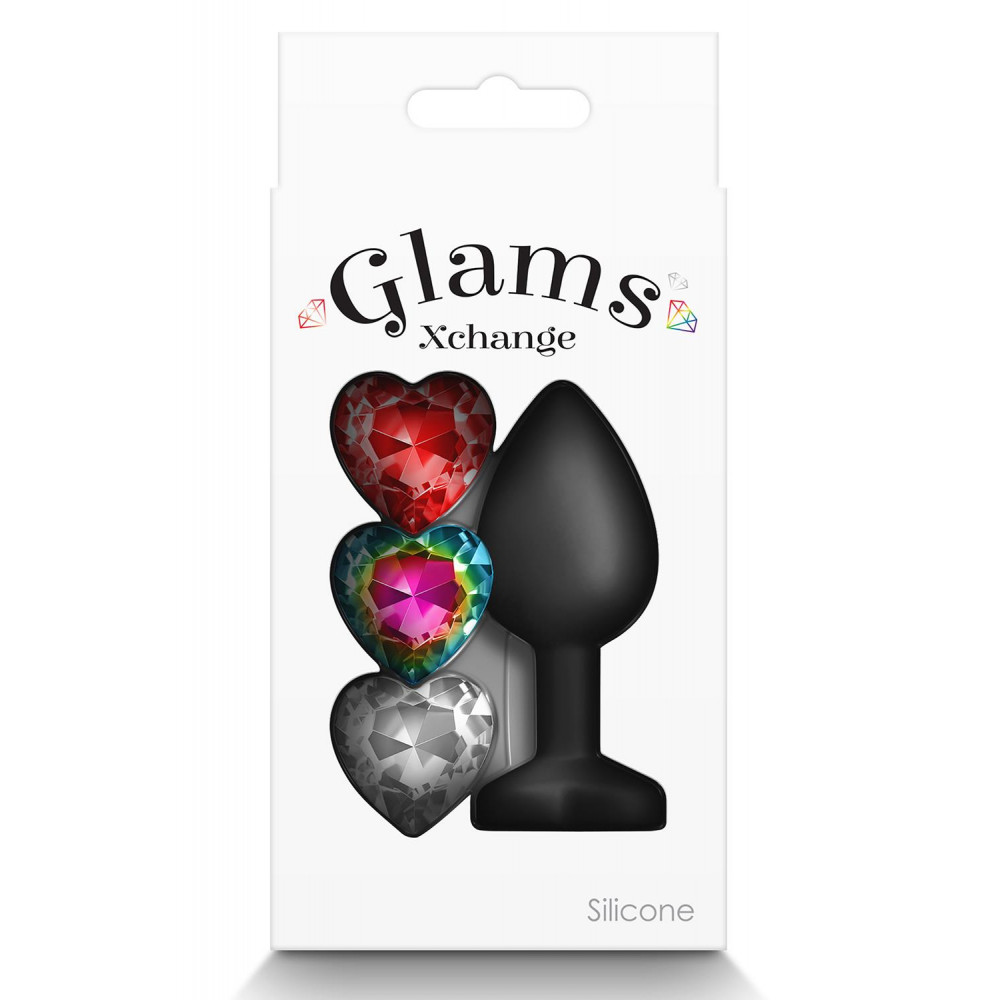 Анальная пробка со стразом - Анальная пробка со съемным камнем GLAMS XCHANGE HEART SMALL 3