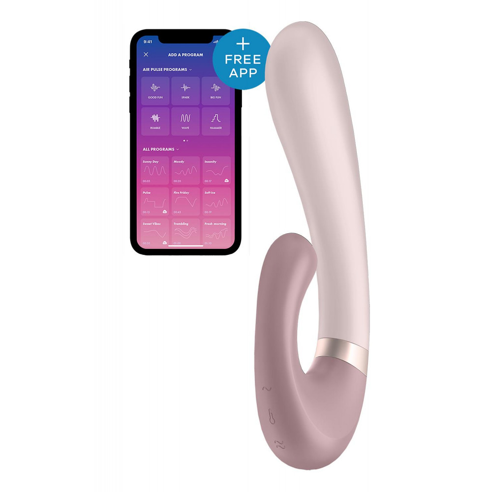 Вибратор - Подвійний смарт вібратор із функцією нагріву Satisfyer Heat Wave Connect App Mauve