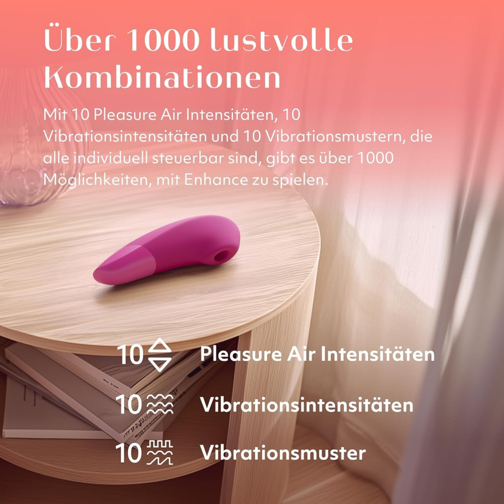 Секс игрушки - Клиторальный вакуумный стимулятор 2 в 1 Womanizer Enhance с вибрацией, розовый 3