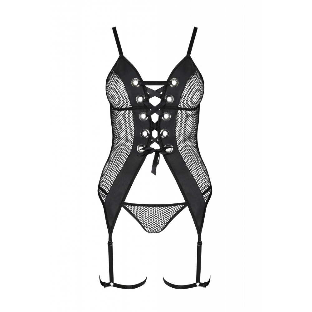Эротическое белье - Корсет и стринги черный S/M BETH CORSET - Passion 2