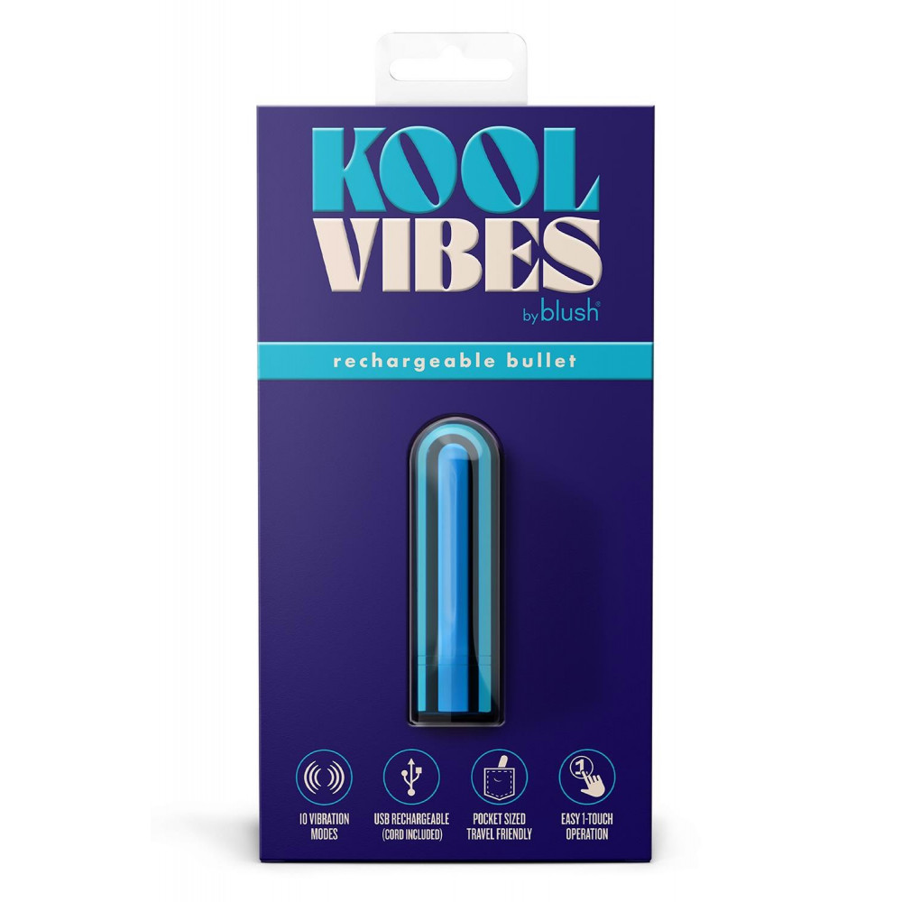 Секс игрушки - Перезаряжаемая вибрирующая пуля Blush Kool Vibes Mini голубая 4