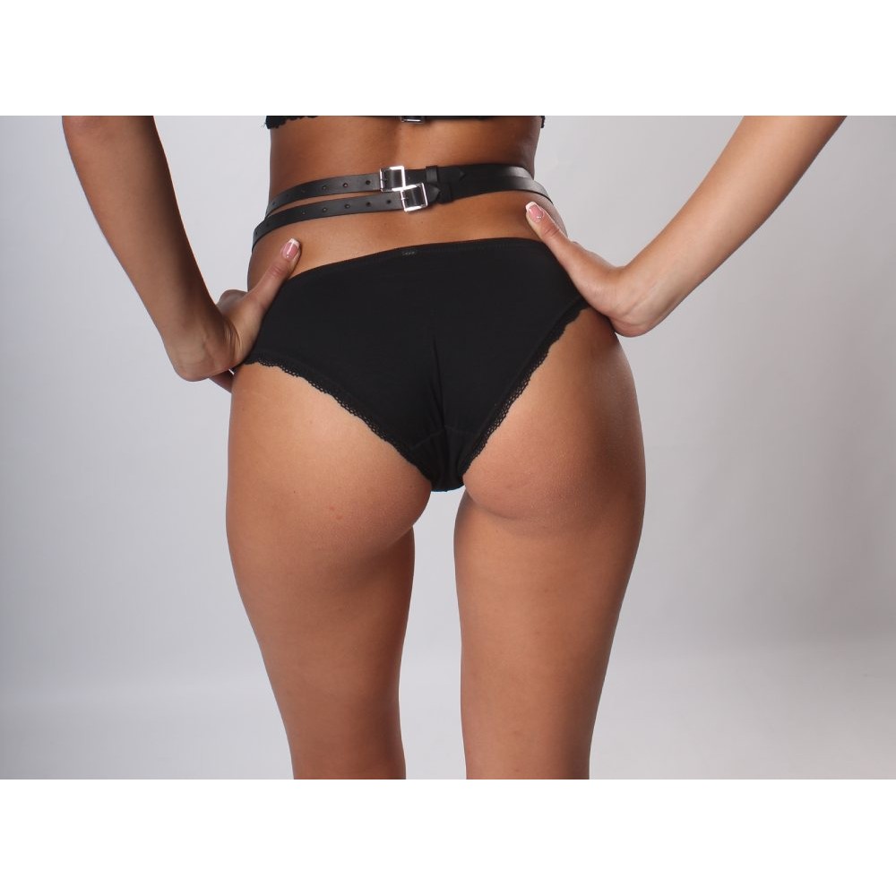 Чокеры, портупеи - Пояс для чулок One Size S12, натуральная кожа, черный 5