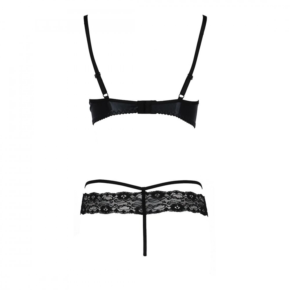 Эротические комплекты - Комплект белья NORTH SET black S/M - Passion Exclusive: лиф и трусики с элементами под латекс 2