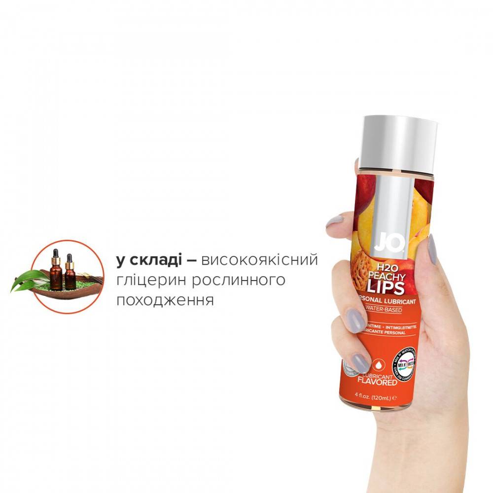 Оральные смазки - Смазка на водной основе System JO H2O — Peachy Lips (120 мл) без сахара, растительный глицерин 2