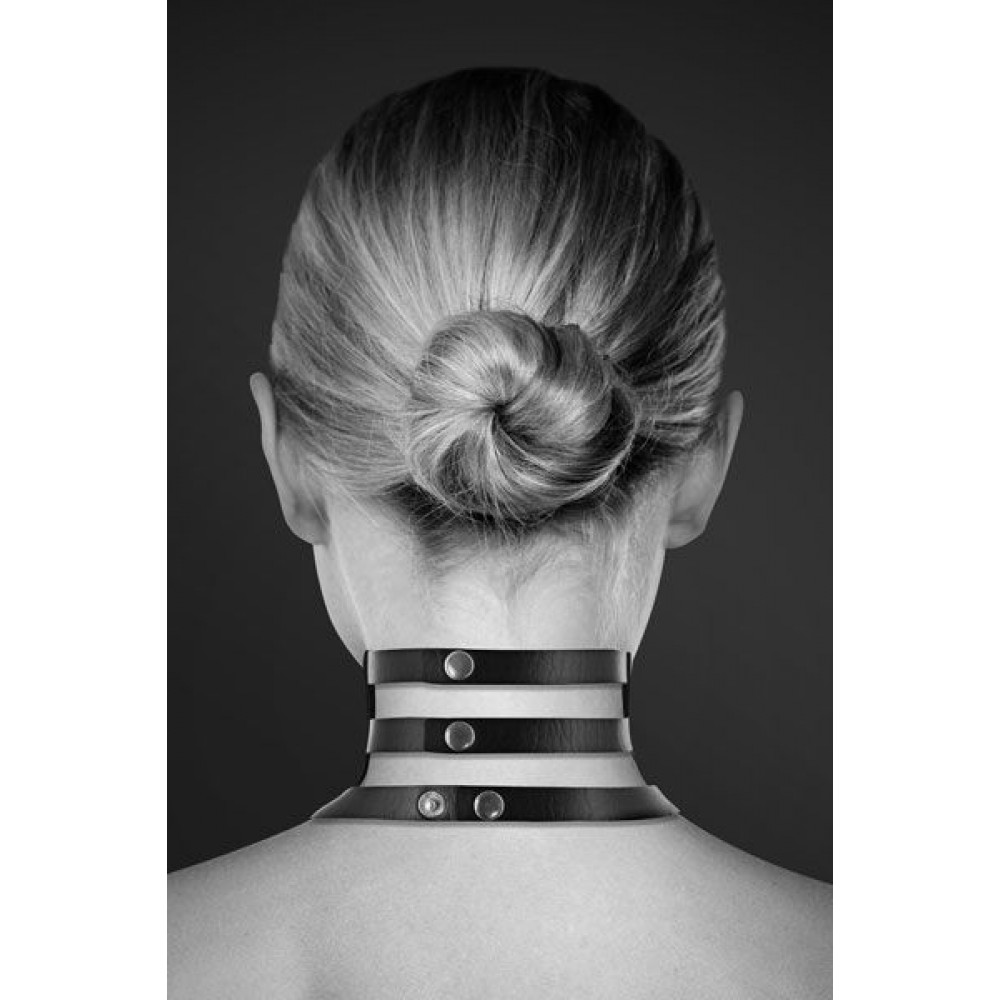 Чокеры, портупеи - Чокер тройной с кольцом для поводка Bijoux Pour Toi - FETISH, экокожа 2