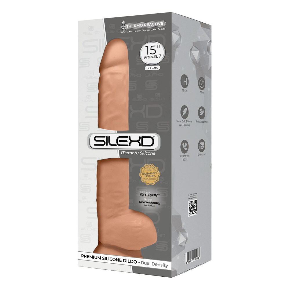 Фаллоимитаторы на присоске, двойные - Фаллоимитатор SilexD Kingston Flesh (MODEL 15in), двухслойный, силикон+Silexpan, диаметр 7 см 1