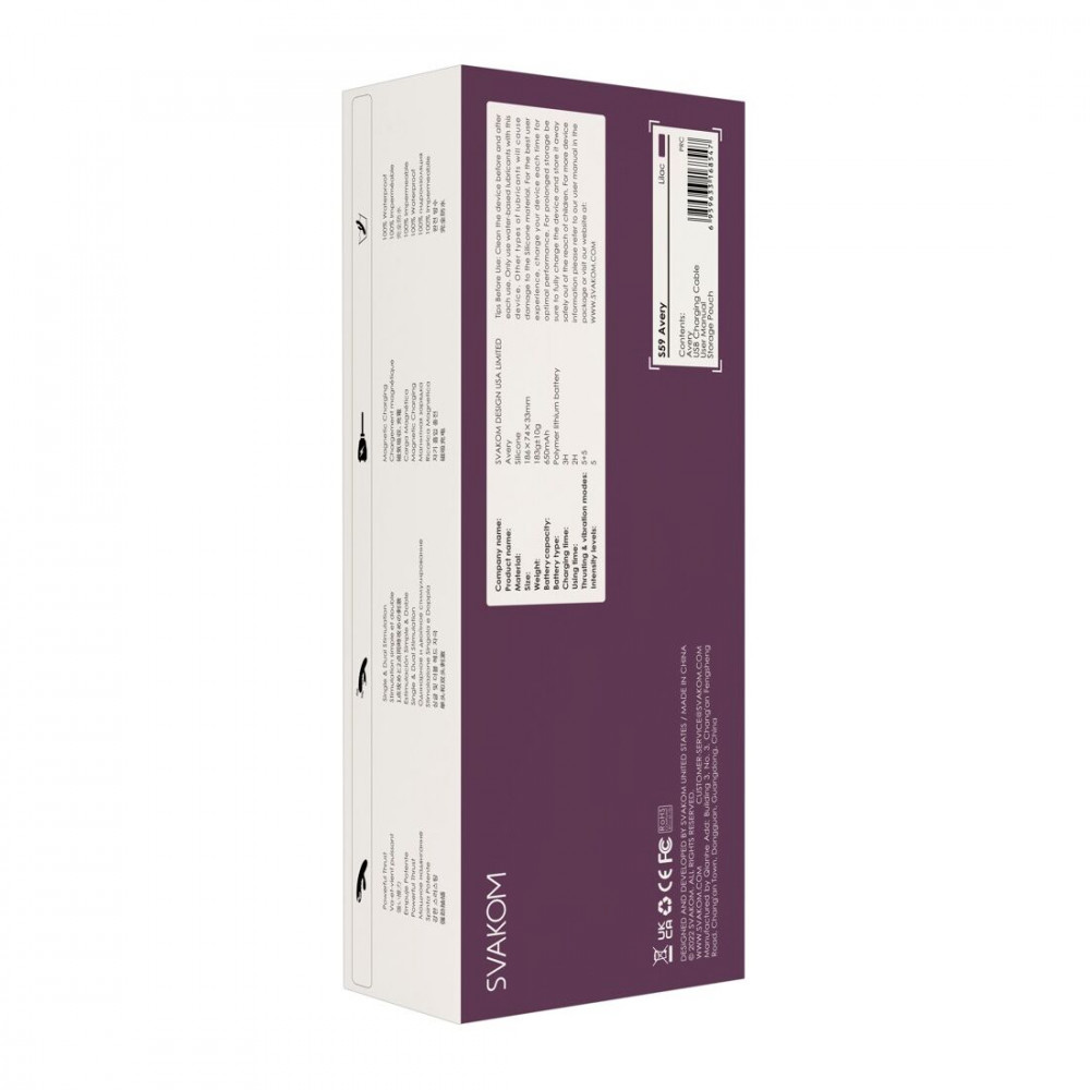 Вибратор-кролик - Вибратор-кролик Svakom Avery Lilac с двигающимся стволом, движение вперед-назад 1