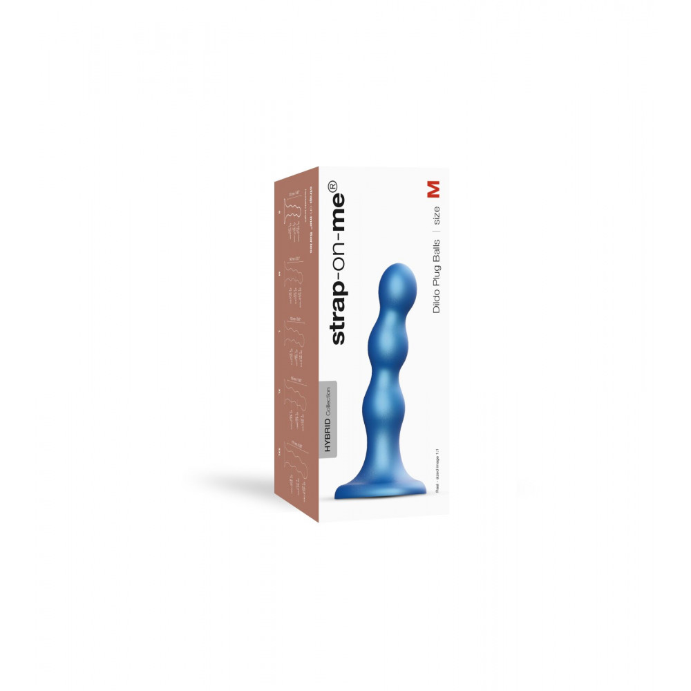Страпон - Насадка для страпона Strap-On-Me Dildo Plug Balls Blue Metallic M 2
