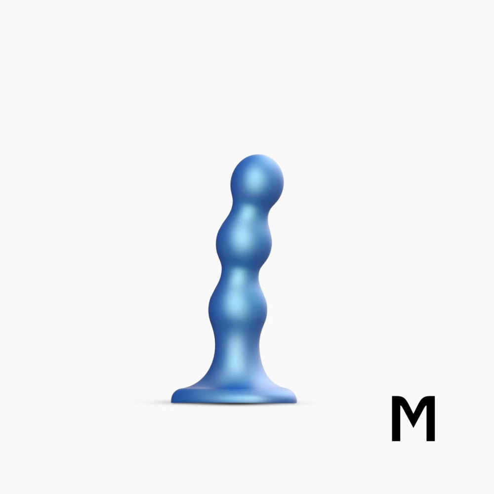Страпон - Насадка для страпона Strap-On-Me Dildo Plug Balls Blue Metallic M
