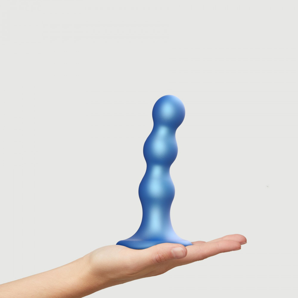 Страпон - Насадка для страпона Strap-On-Me Dildo Plug Balls Blue Metallic M 3