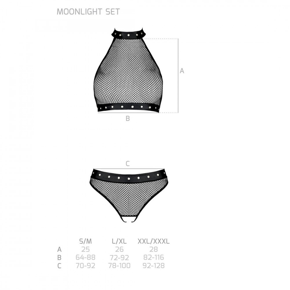 Эротические комплекты - Белье с открытым доступом Passion MOONLIGHT SET L/XL black топ, стринги 1