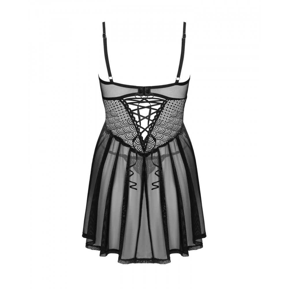 Эротические пеньюары и сорочки - Пеньюар и трусики Obsessive Chemeris babydoll & thong M/L 3