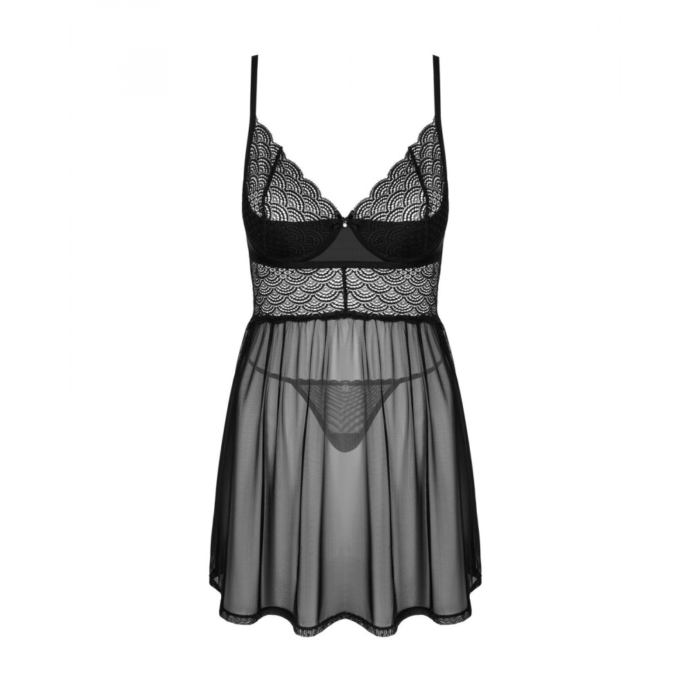 Эротические пеньюары и сорочки - Пеньюар и трусики Obsessive Chemeris babydoll & thong M/L 2