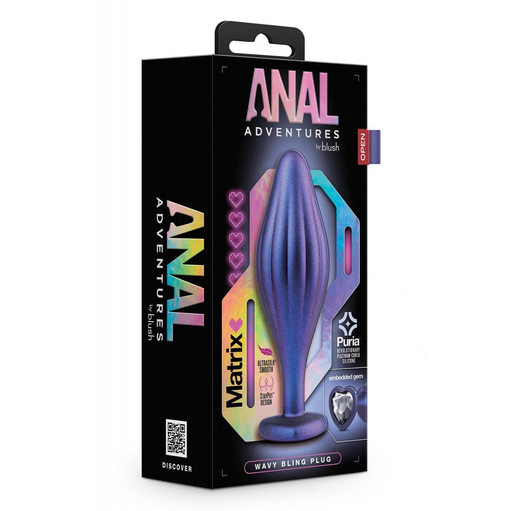 Секс игрушки - Волнистая анальная пробка Blush Anal Adventures Matrix со стимулирующим дизайном, фиолетовая 5