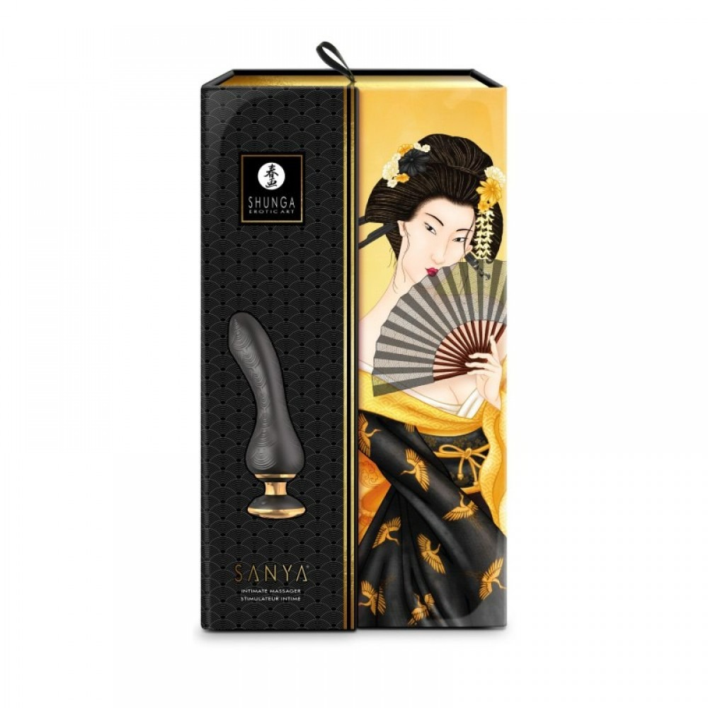 Секс игрушки - Вибратор Shunga Sanya с ручкой на подсветке, черный, 18.5 см х 3.8 см 3