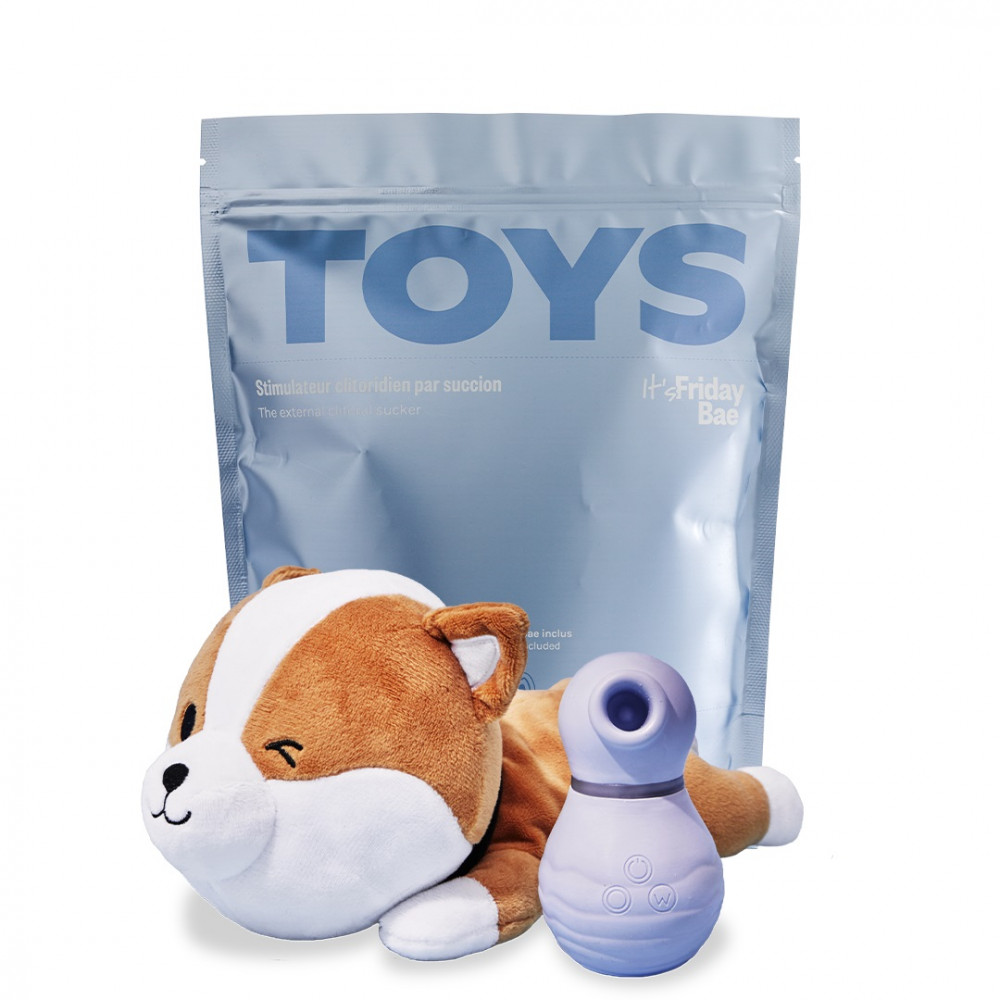 Клиторальный вибратор - Вакуумный стимулятор для клитора TOYS + кейс-песик шиба-ину Friday Bae
