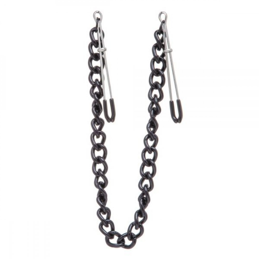 БДСМ игрушки - Зажимы на соски Nipple play пинцет Chain Heavy Metall black