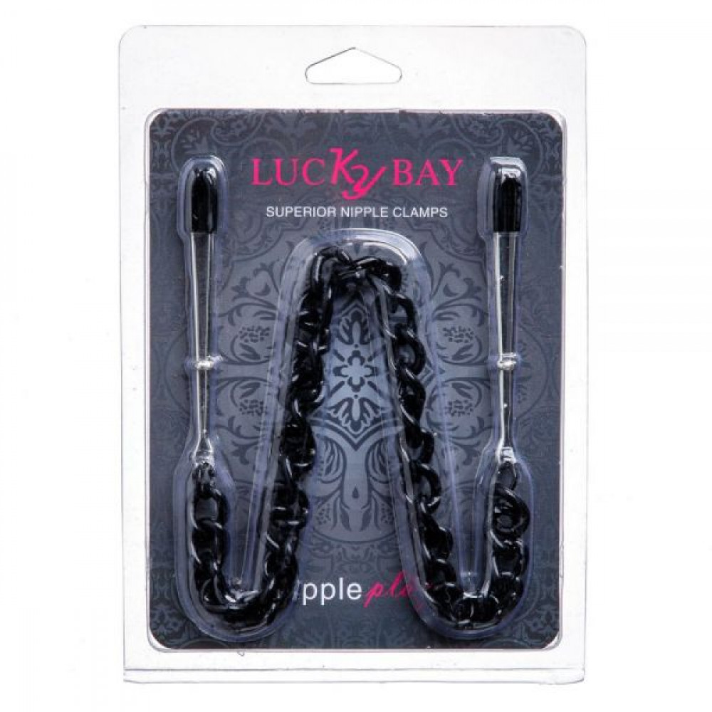 БДСМ игрушки - Зажимы на соски Nipple play пинцет Chain Heavy Metall black 1