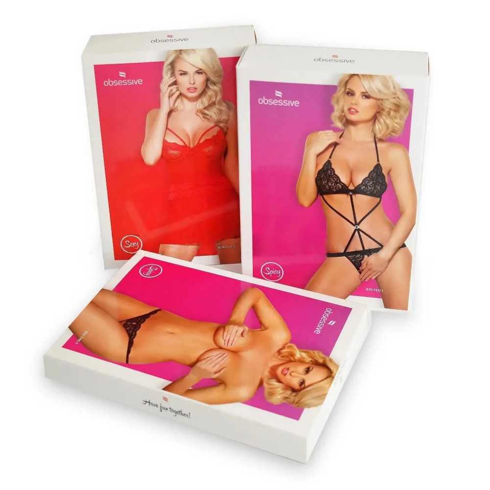 Эротическое белье - Боди Obsessive Rougebelle crotchless Teddy red S/M 1