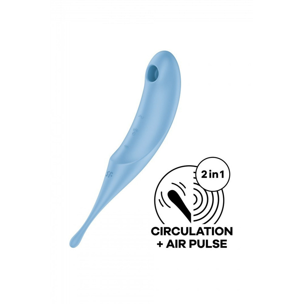 Секс игрушки - Гибридный вакуумный вибратор с точечной стимуляцией Satisfyer Twirling Pro, голубой
