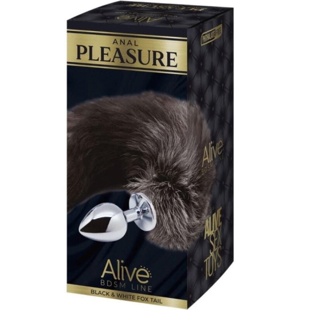 Секс игрушки - Лисий хвост-пробка Alive черно-белый, L 3