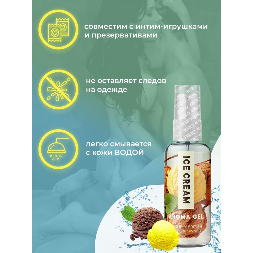 Лубриканты - Оральный гель-лубрикант EGZO AROMA GEL - Ice Cream, 50 мл 2