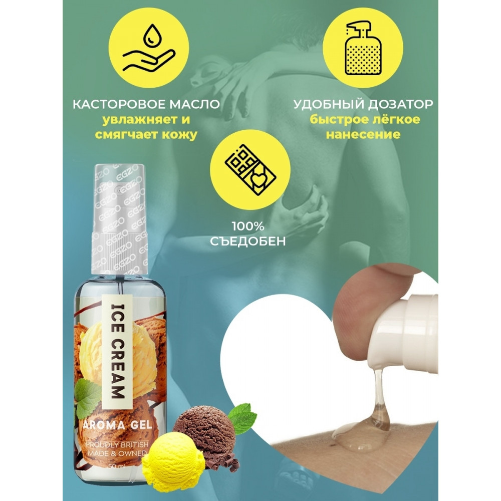 Лубриканты - Оральный гель-лубрикант EGZO AROMA GEL - Ice Cream, 50 мл 3