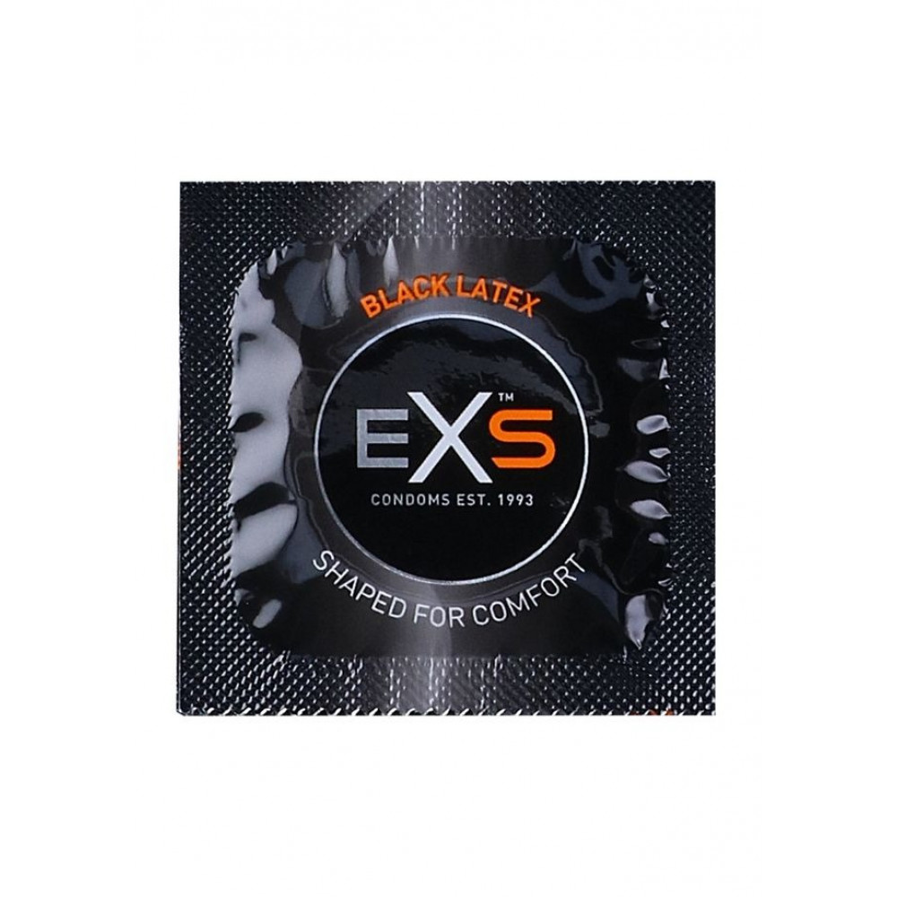 Лубриканты - Презервативы анатомические черные Exs BLACK Latex веганские (цена за 5 шт.)