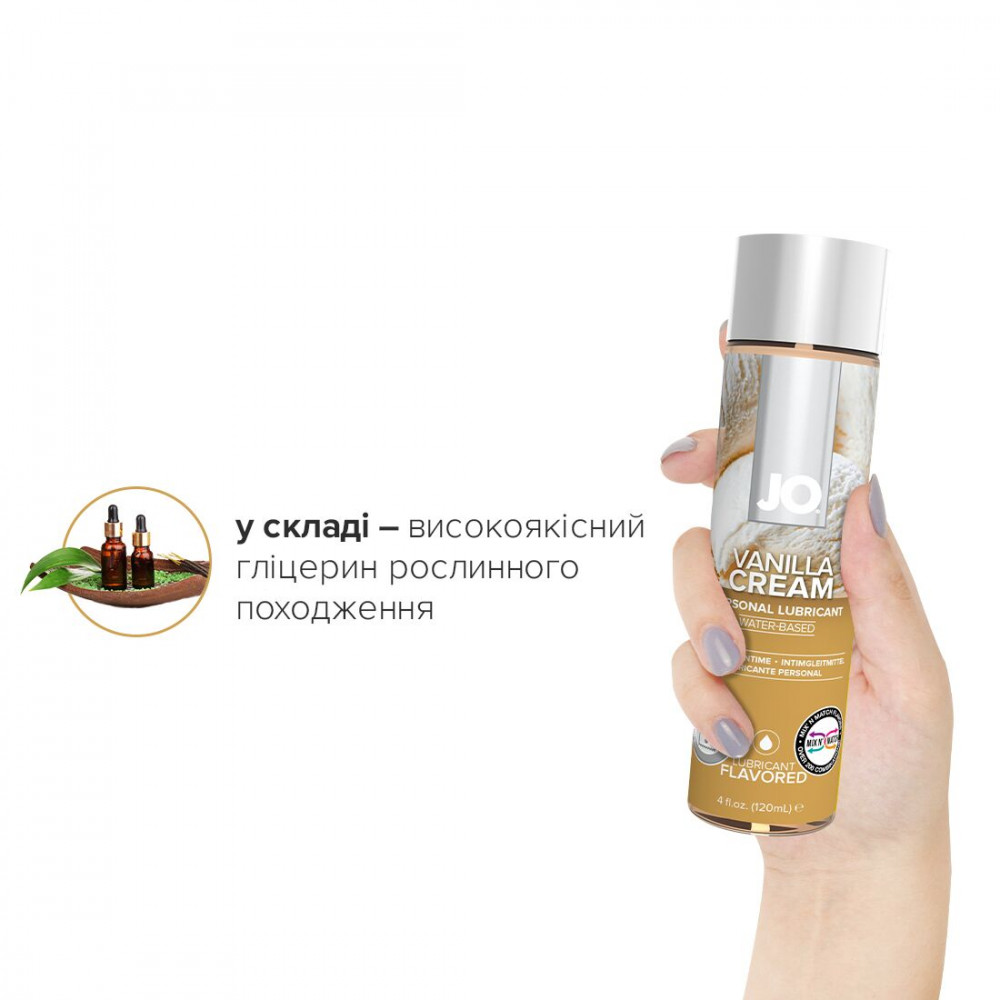 Оральные смазки - Смазка на водной основе System JO H2O — Vanilla Cream (120 мл) без сахара, растительный глицерин 2