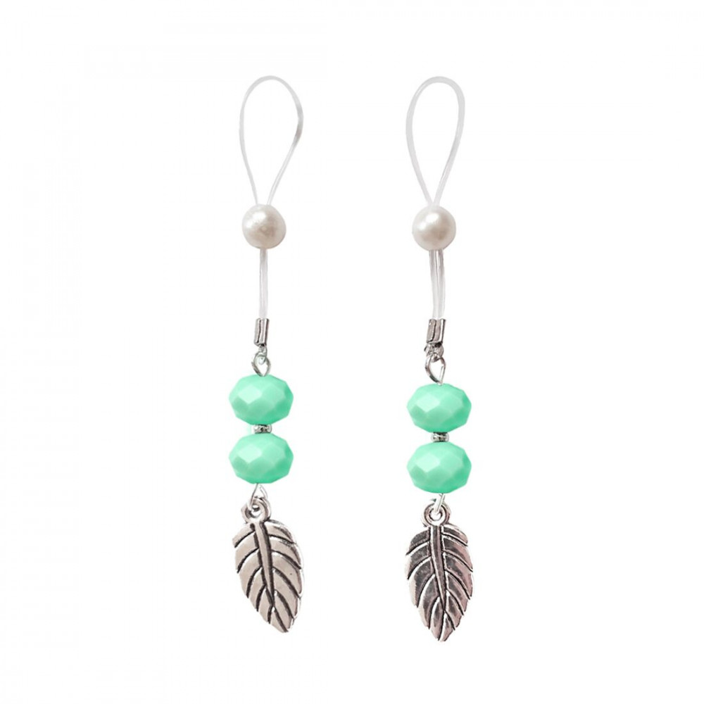 Интимные украшения - Сексуальные украшения для сосков с листиком Nipple Jewelry Leaf, цвет мятный