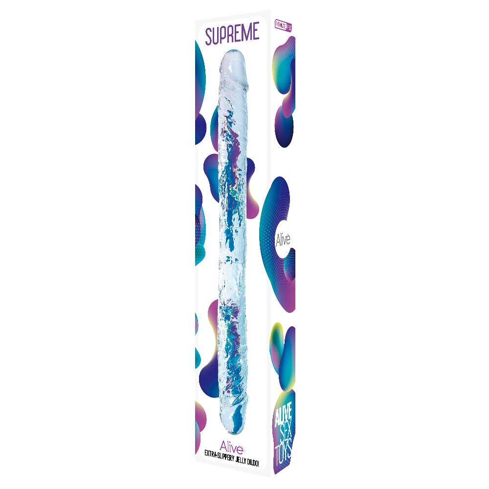 Двухсторонние фаллоимитаторы - Прозрачный двусторонний фаллоимитатор Alive Supreme Jelly Dildo 1