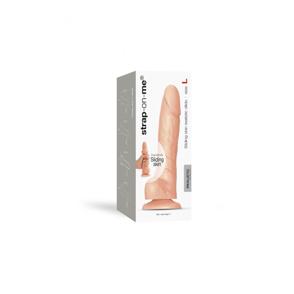Фаллоимитаторы на присоске, двойные - Реалистичный фаллоимитатор Strap-On-Me Sliding Skin Realistic Dildo Vanille - L, эффект подвижной ко 1