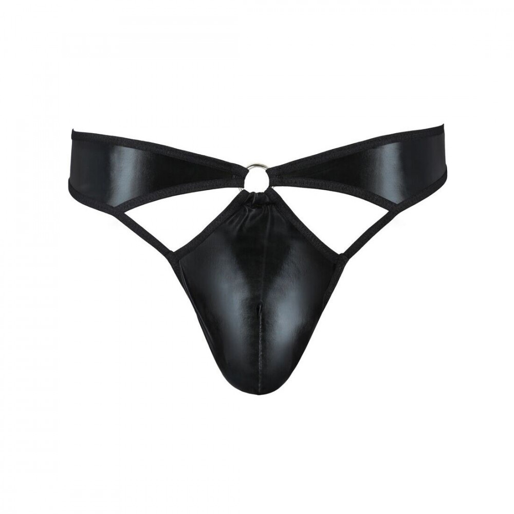 Стринги, трусы и шорты - Мужские стринги Passion 033 Thong Paul S/M Black, под латекс 2