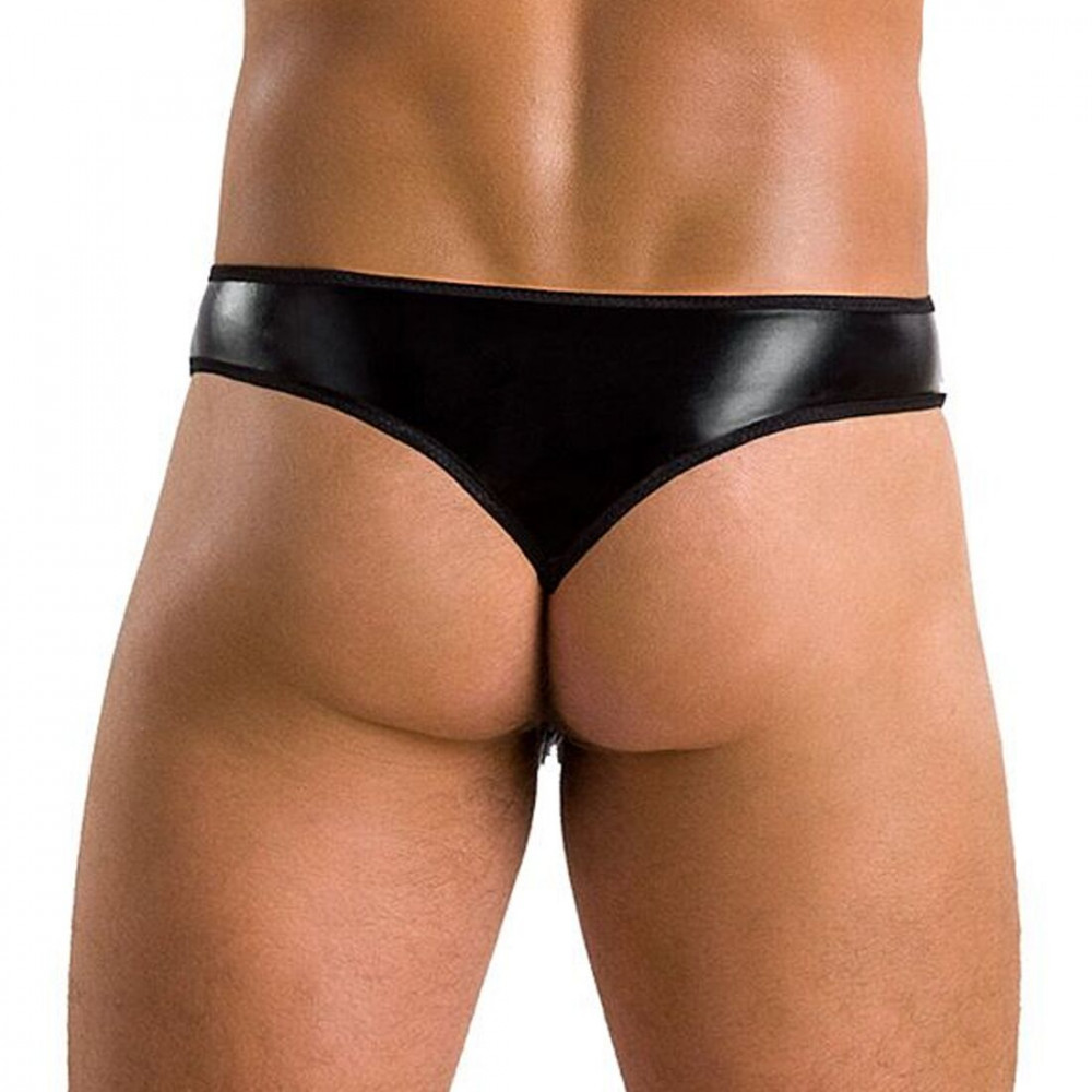 Стринги, трусы и шорты - Мужские стринги Passion 033 Thong Paul S/M Black, под латекс 5