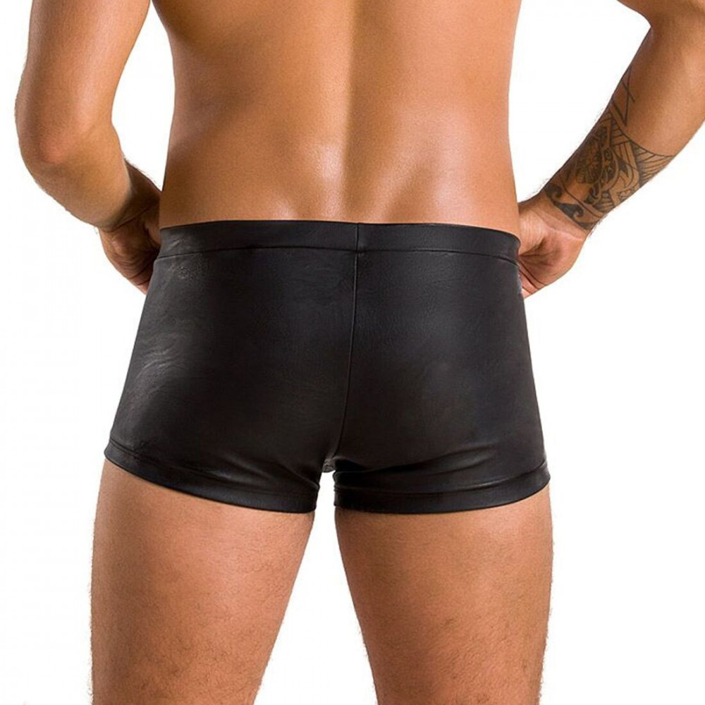 Стринги, трусы и шорты - Мужские кожаные боксеры с клапаном Passion 050 Short Patrick L/XL Black 5