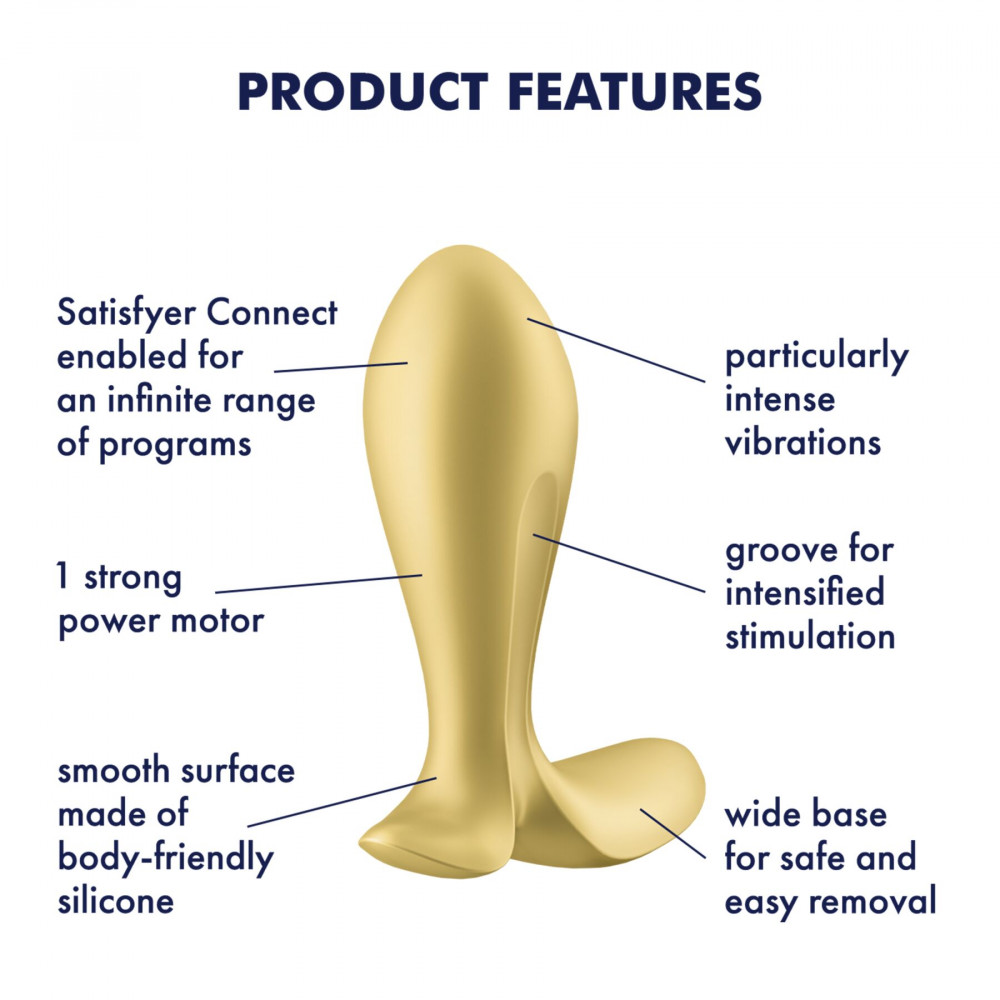 Анальные пробки с вибрацией - Анальная смарт-пробка с вибрацией Satisfyer Intensity Plug Gold 2