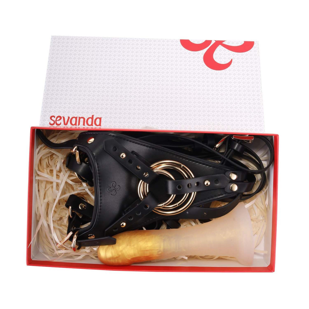 Фаллопротезы   - Страпон LOCKINK SEVANDA Queen Sheba Strapon - Golden Dildo 8