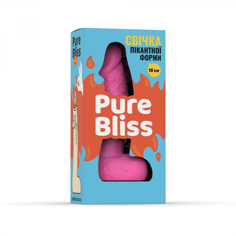 Секс приколы, Секс-игры, Подарки, Интимные украшения - Свеча в виде члена Pure Bliss MINI Pink 15 см 5