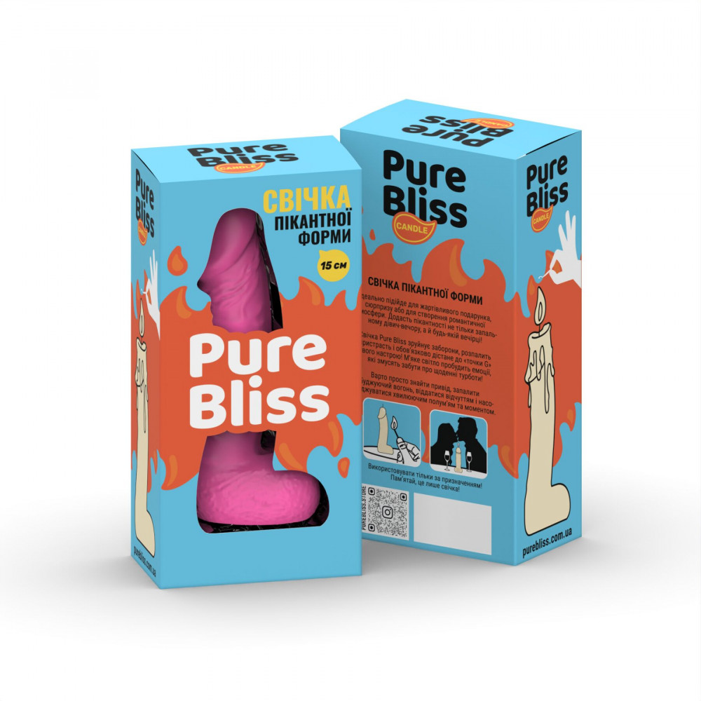Секс приколы, Секс-игры, Подарки, Интимные украшения - Свеча в виде члена Pure Bliss MINI Pink 15 см 6