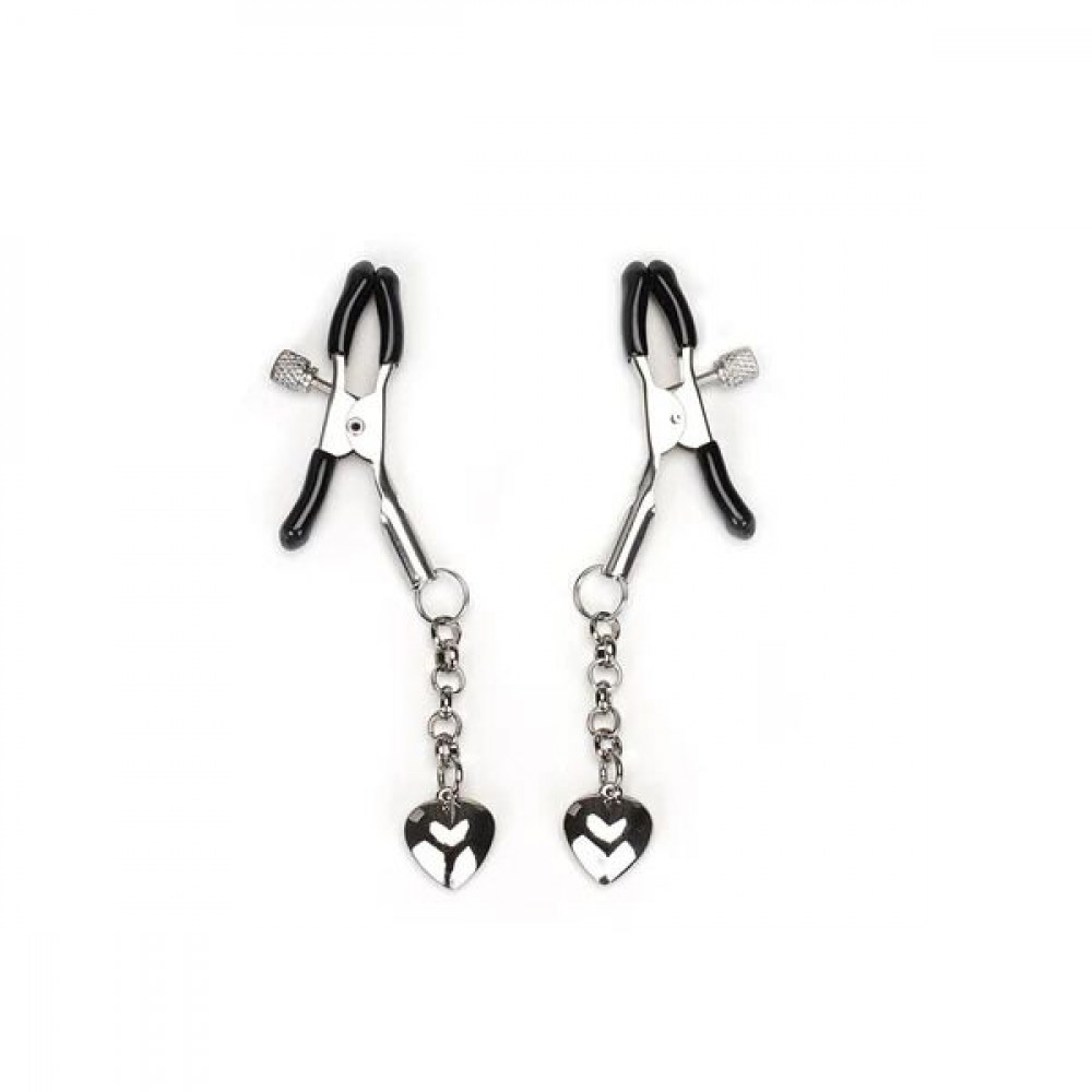 Интимные украшения - Зажимы для сосков Liebe Seele Solid Heart Nipple Clamps Silver