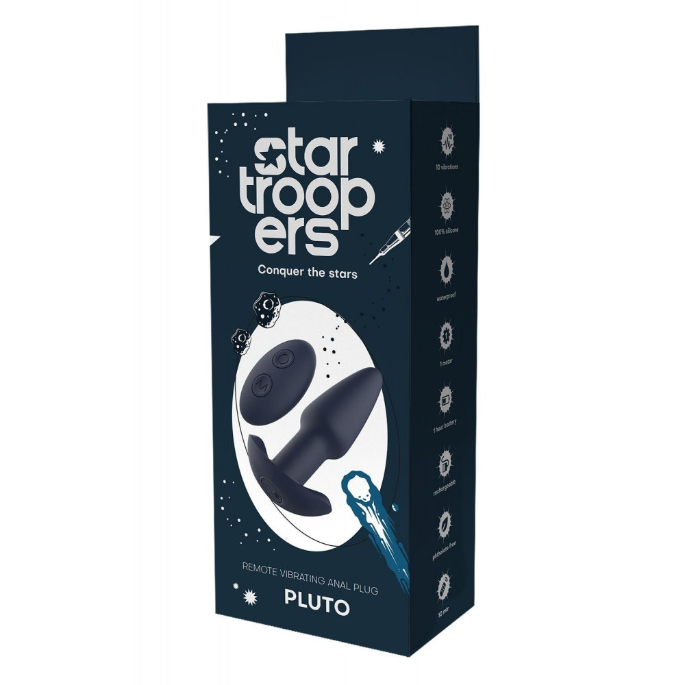 Секс игрушки - Вибрирующая анальная пробка Dream Toys Startroopers Pluto с пультом управления, черная 11
