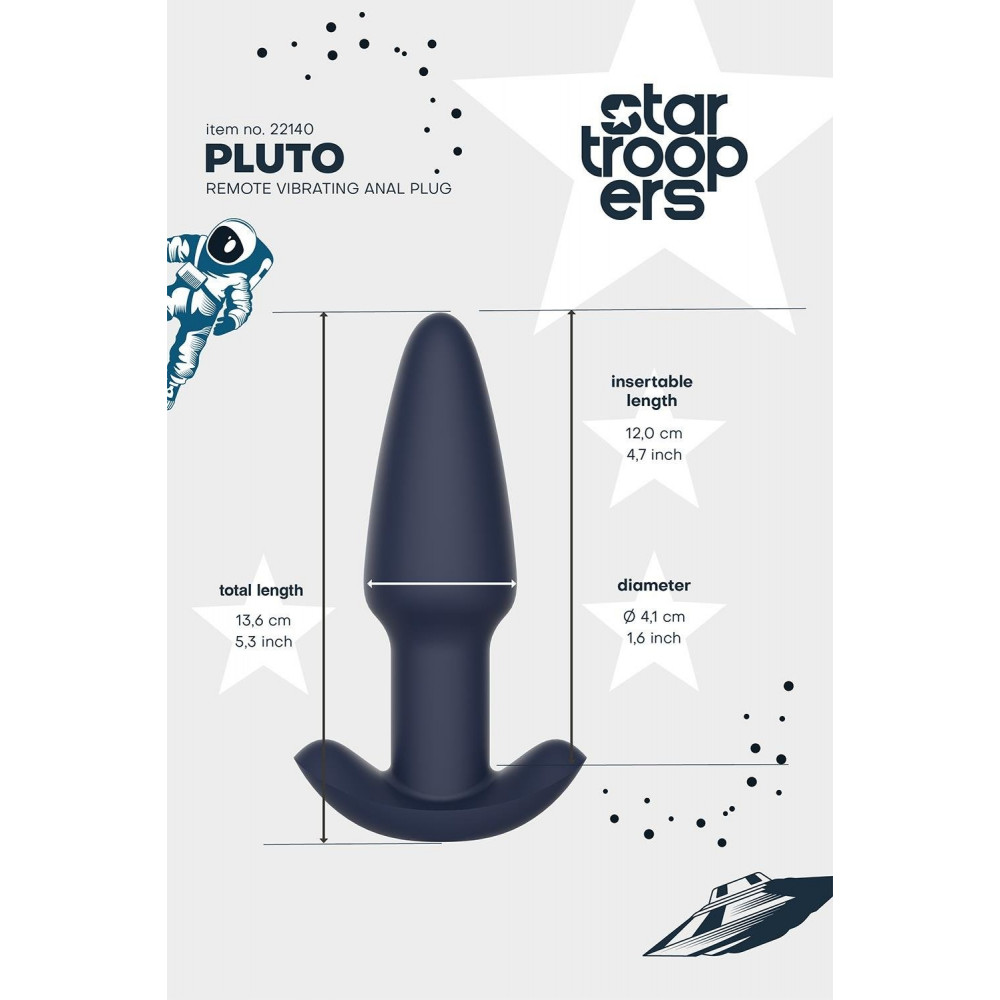 Секс игрушки - Вибрирующая анальная пробка Dream Toys Startroopers Pluto с пультом управления, черная 8