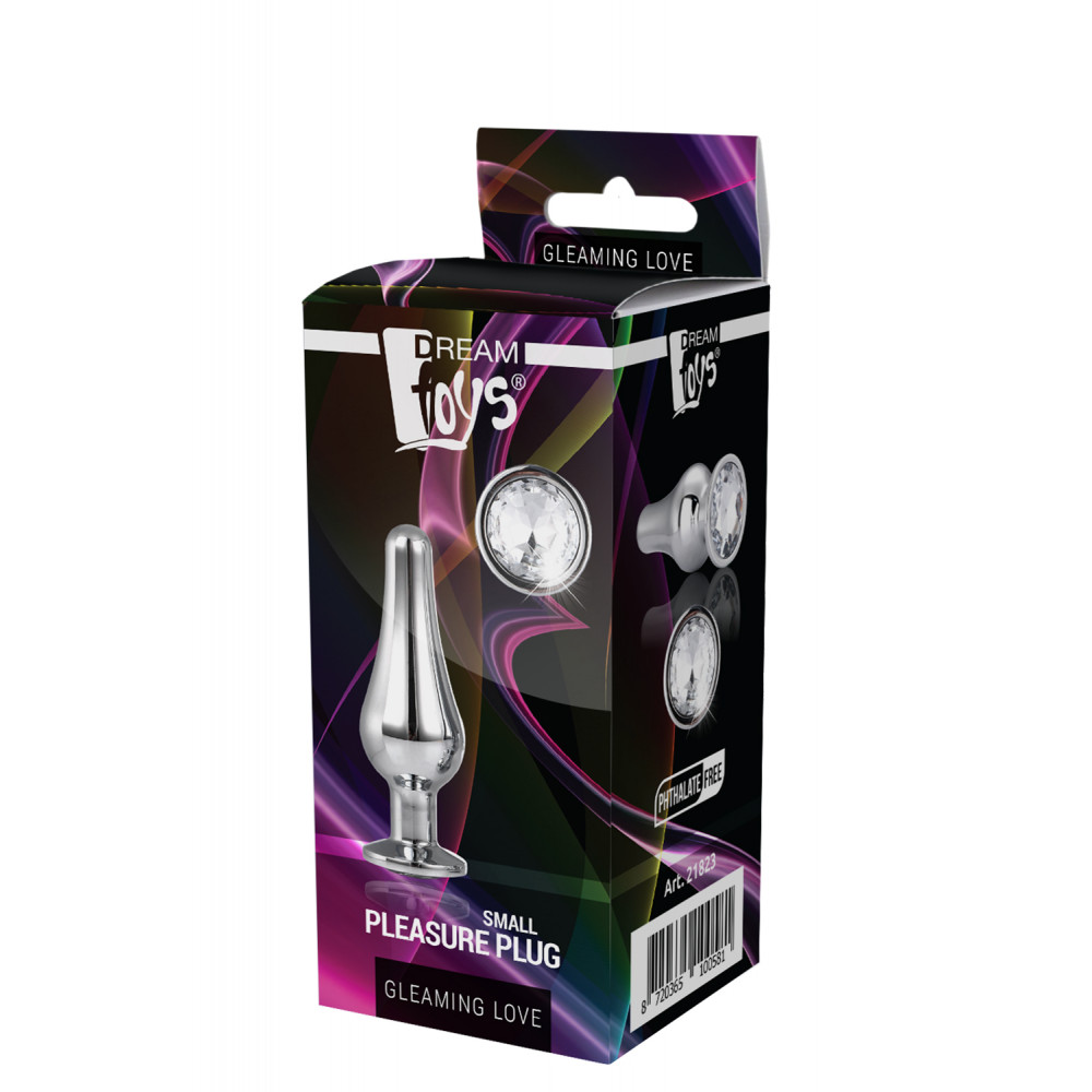 Анальная пробка со стразом - DT21823 Анальная пробка конической формы Dream Toys GLEAMING LOVE SILVER PLEASURE PLUG S 1