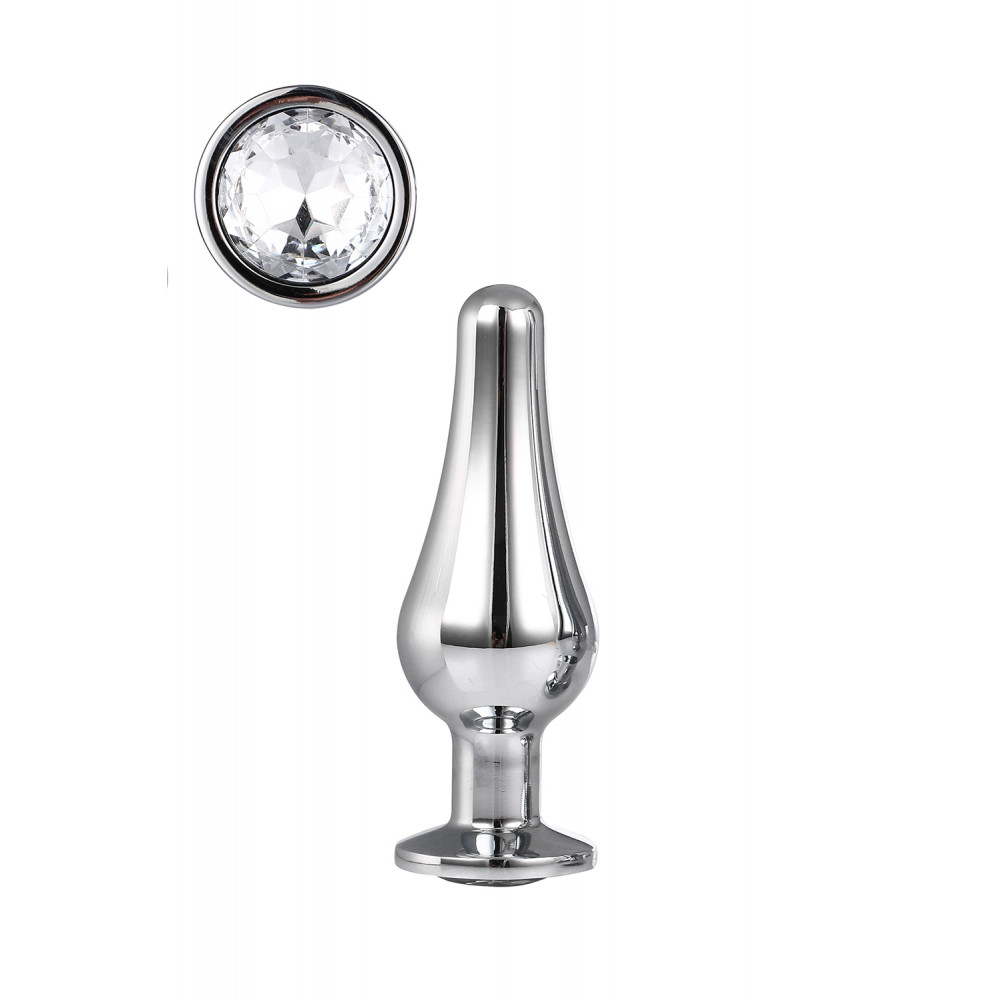 Анальная пробка со стразом - DT21823 Анальная пробка конической формы Dream Toys GLEAMING LOVE SILVER PLEASURE PLUG S