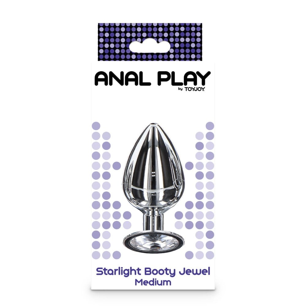 Секс игрушки - Анальная пробка металлическая Toy Joy Starlight Booty Jewel c белым кристаллом, Medium 4